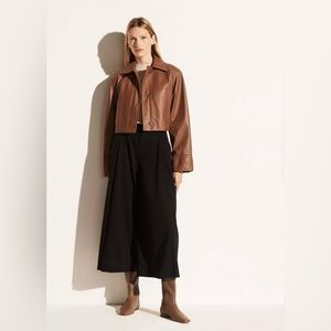 NWT $1250 Vince Cropped Leather Jacket In Fawn Size M